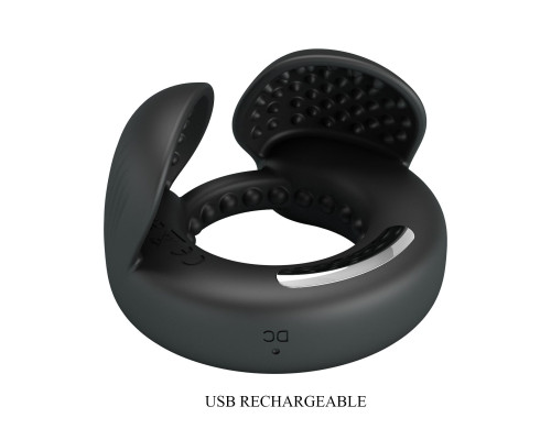 Черное эрекционное виброкольцо Quentin