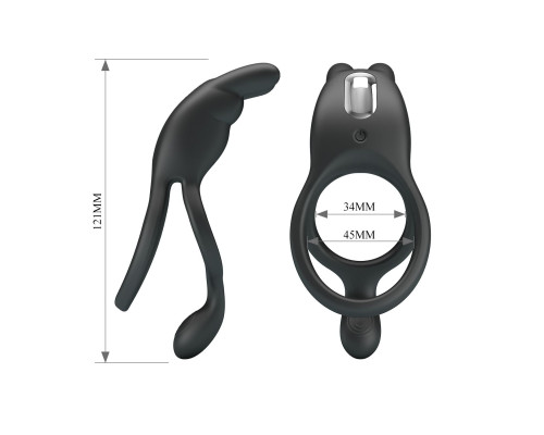 Черное эрекционное виброкольцо Dwayne