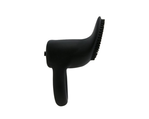 Чёрное эрекционное виброкольцо со стимулятором клитора Cobra