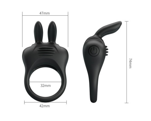 Черное эрекционное кольцо с вибрацией Davion