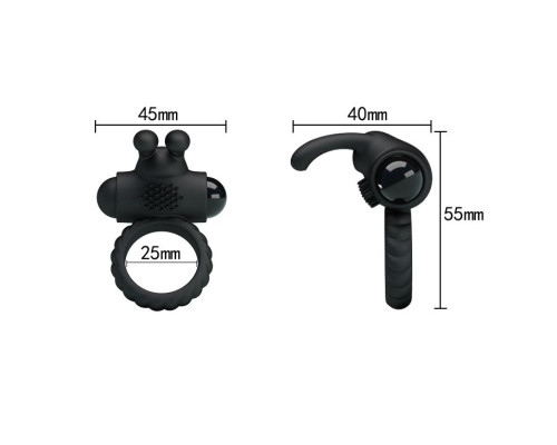 Эрекционное кольцо с клиторальным виброзайцем Eudora