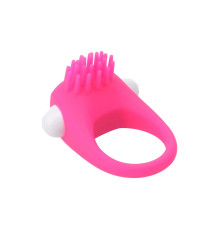 Розовое эрекционное кольцо с щеточкой LIT-UP SILICONE STIMU RING 5