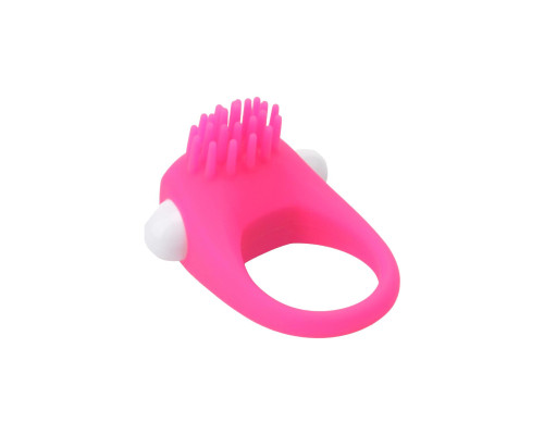 Розовое эрекционное кольцо с щеточкой LIT-UP SILICONE STIMU RING 5