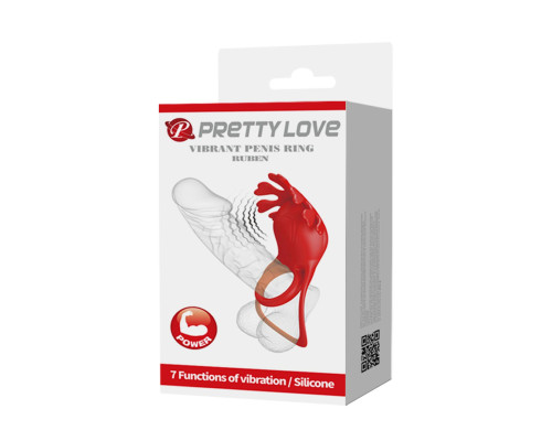 Красное эрекционное кольцо с вибрацией Ruben