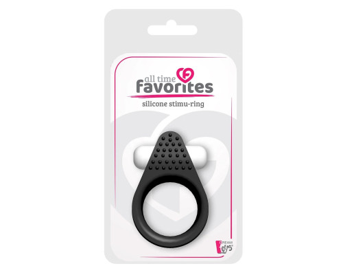 Чёрное эрекционное кольцо LIT-UP SILICONE STIMU RING 1 BLACK