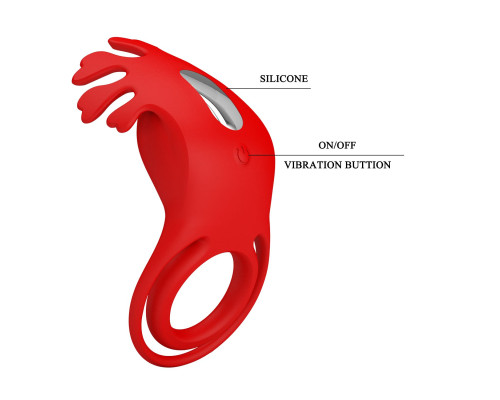 Красное эрекционное кольцо с вибрацией Ruben