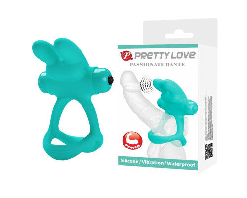 Бирюзовое эрекционное виброкольцо Passionate Dante