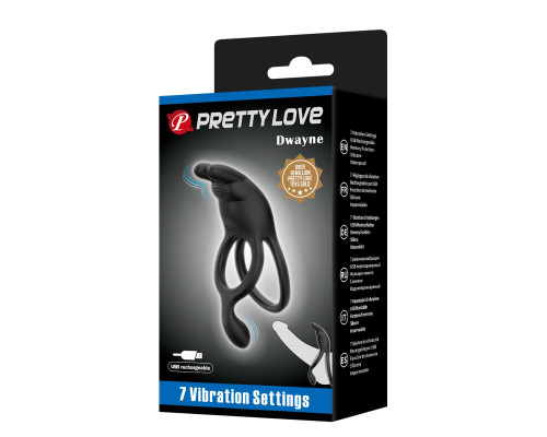 Черное эрекционное виброкольцо Dwayne
