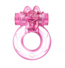 Розовое эрекционное виброкольцо с кошкой на вибропуле