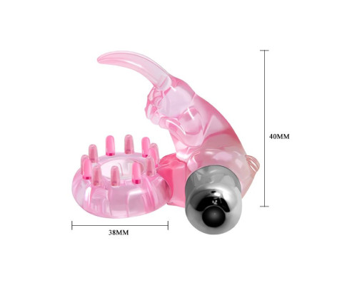 Эрекционное розовое виброкольцо с клиторальным зайчиком