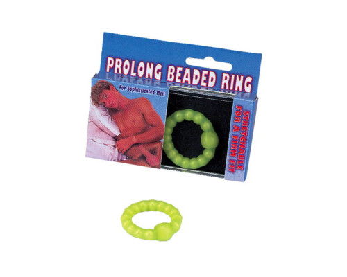 Салатное эрекционное кольцо с бусинами