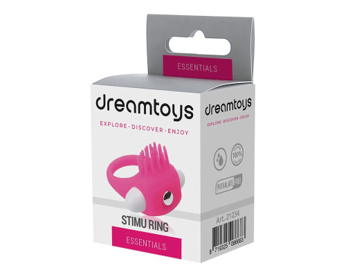 Розовое эрекционное кольцо с щеточкой LIT-UP SILICONE STIMU RING 5