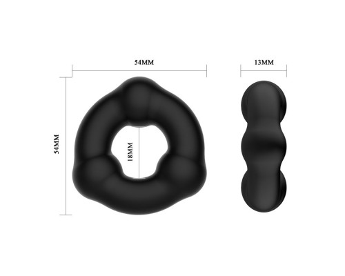 Черное эрекционное кольцо с 3 шариками