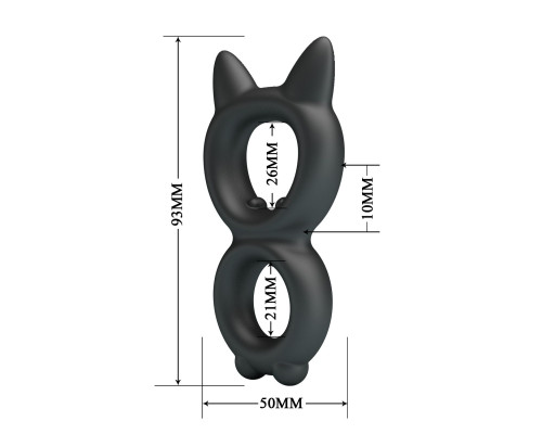 Черное двойное эрекционное кольцо Toran