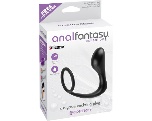 Эрекционное кольцо с анальной пробкой Ass-Gasm Cockring Plug