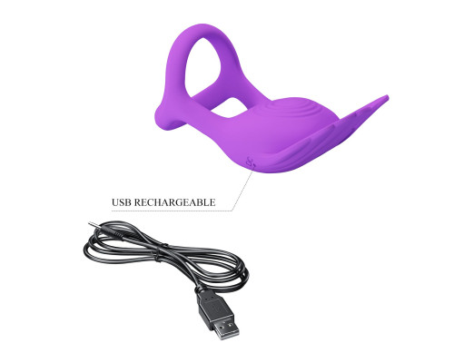 Фиолетовое перезаряжаемое виброкольцо на пенис Silas