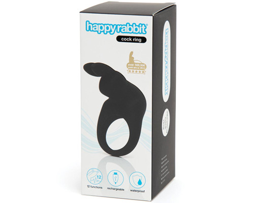 Черное эрекционное виброкольцо Happy Rabbit Rechargeable Rabbit Cock Ring