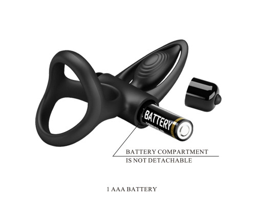 Черное эрекционное кольцо с 10 режимами вибрации и подхватом мошонки