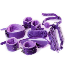 Фиолетовый набор БДСМ «Накажи меня нежно» с карточками