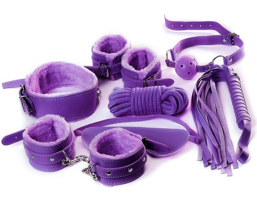 Фиолетовый набор БДСМ «Накажи меня нежно» с карточками