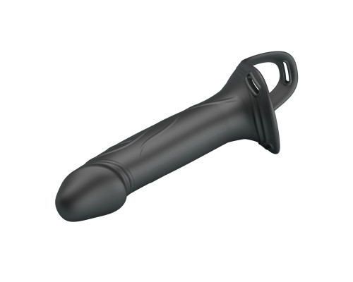 Черный полый мужской страпон London - 16,8 см.