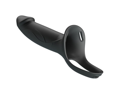 Черный полый мужской страпон London - 16,8 см.