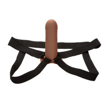 Коричневый фаллопротез из силикона Extension with Harness - 15,75 см.