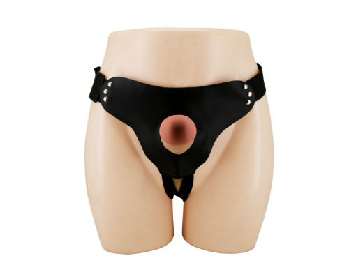 Телесный полый мужской страпон Stark - 17,5 см.