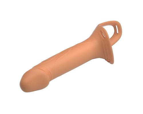 Телесный полый мужской страпон London - 16,8 см.