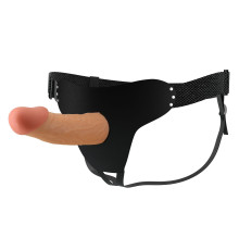 Телесный полый мужской страпон Stark - 17,5 см.