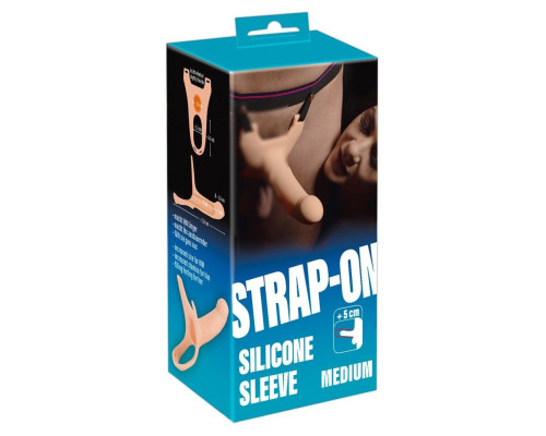Силиконовый полый страпон на ремнях Silicone Strap-on - 16 см.