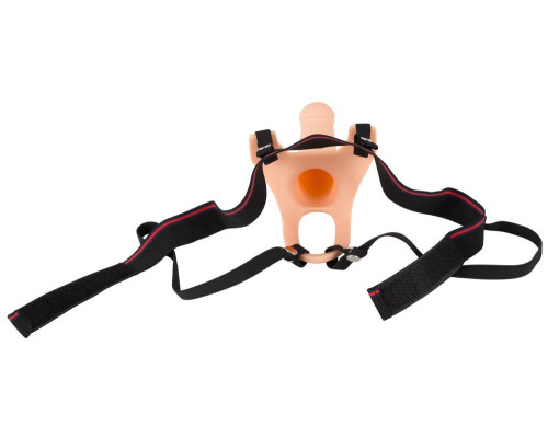 Силиконовый полый страпон на ремнях Silicone Strap-on - 16 см.