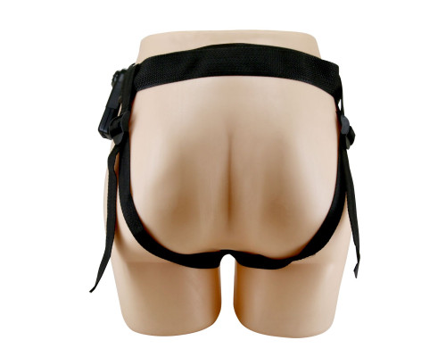 Коричневый полый страпон c вибрацией Starks - 17,5 см.