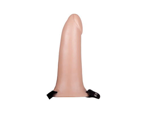 Пустотелый реалистичный фаллопротез на ремешках с заклепками - 17 см.