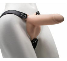 Пустотелый фаллопротез на ремешках с заклепками - 19,5 см.