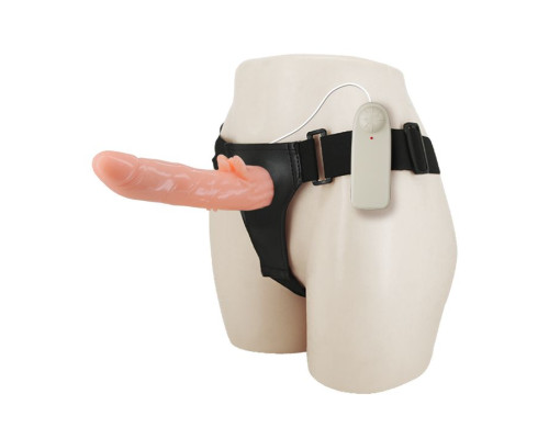 Вибрирующий страпон с пультом управления - 21 см.