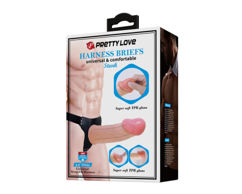 Телесный полый мужской страпон Stark - 17,5 см.