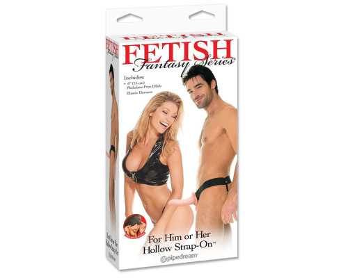 Полый страпон унисекс телесного цвета For Him or Her ​Hollow Strap-On - 15 см.