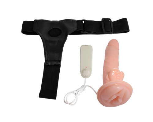 Вибрирующий страпон с пультом управления - 21 см.