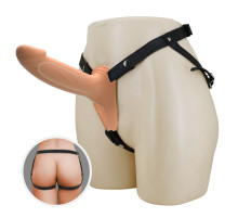 Телесный полый мужской страпон London - 16,8 см.