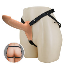 Телесный полый мужской страпон London - 16,8 см.