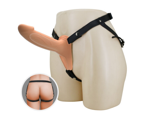 Телесный полый мужской страпон London - 16,8 см.