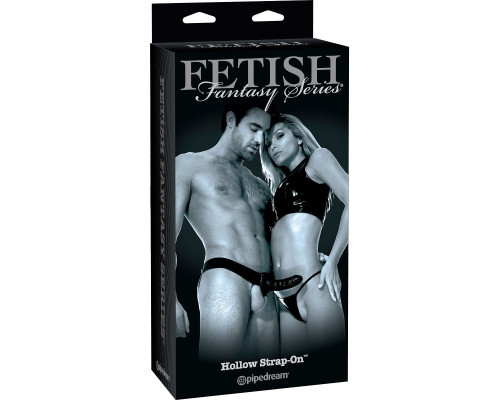 Черный полый страпон унисекс Hollow Strap-On - 14,5 см.