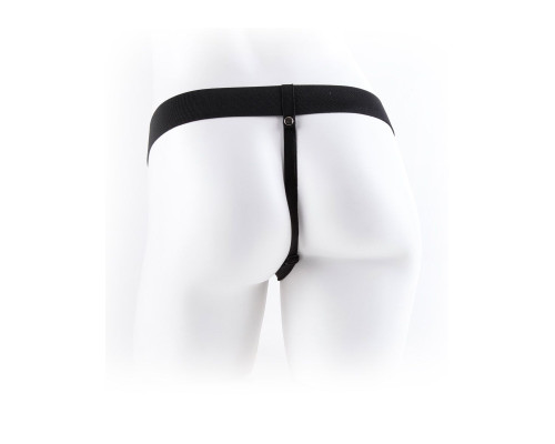 Телесный полый страпон с вибрацией Vibrating Hollow Strap-On with Balls - 24 см.