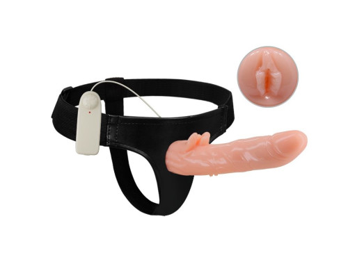 Вибрирующий страпон с пультом управления - 21 см.