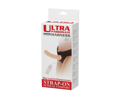 Вибрирующий страпон с пультом управления - 21 см.