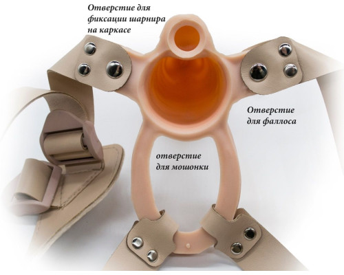 Телесный фаллопротез MEN STYLE с анальным стимулятором - 17,5 см.