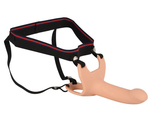 Силиконовый полый страпон на ремнях Silicone Strap-on - 16 см.