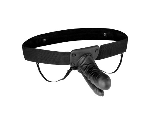 Полый страпон с двумя отростками и вибрацией Unisex Vibrating Hollow Strap-On Double Penetrating Dildo - 17,8 см.