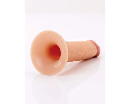 Телесный полый страпон на черных ремнях Hollow Silicone Strap-on - 17,8 см.